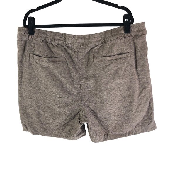 Abercrombie & Fitch Mens Stretch Shorts Cotton Linen Blend Drawstring Beige XXL - Picture 2 of 4